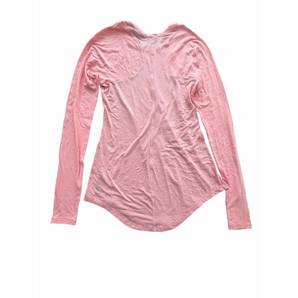 Lululemon Shirt Womens 2 Coral Pink Digni Tee Long Sleeve Lightweight #HHH9-1